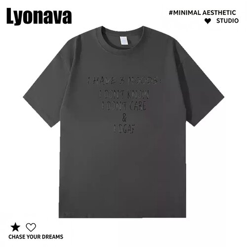 LyonavaI HAVE 3 MOODS I DON'T KNOW 夏季搞笑短袖T恤男女纯棉宽
