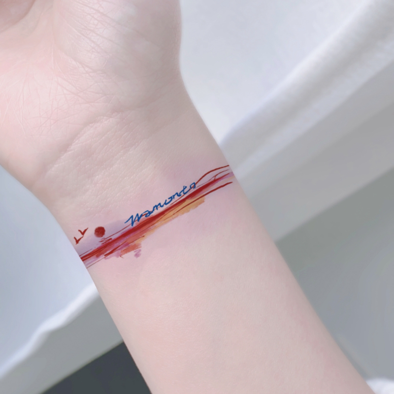她画 手腕手环纹身贴彩色防水持久女2025新款高端高级感贴纸臂环