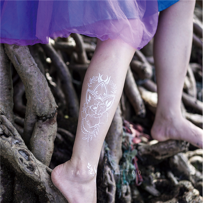 白色花臂纹身贴ins防水持久