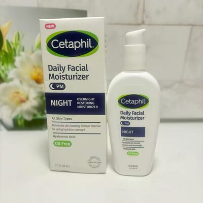 美国Cetaphil丝塔芙成人玻尿酸无油保湿低敏润肤乳液清爽晚霜88ml