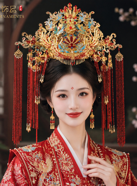 新款凤冠头饰新娘结婚发饰品汉服发冠中式秀禾服配饰重工奢华大气