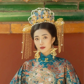 中式 景泰蓝汉服婚礼头饰原创手工 新娘凤冠明制发冠结婚饰品古装