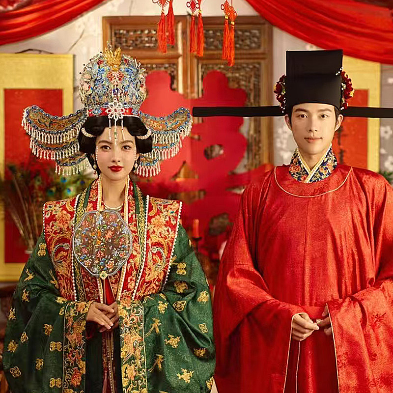 宋制汉服婚礼凤冠中式婚礼新娘头饰结婚发冠头冠原创手工重工新款