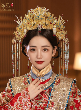 明制头饰高端中式新娘汉婚凤冠汉服婚礼发冠皇后大婚结婚饰品奢华