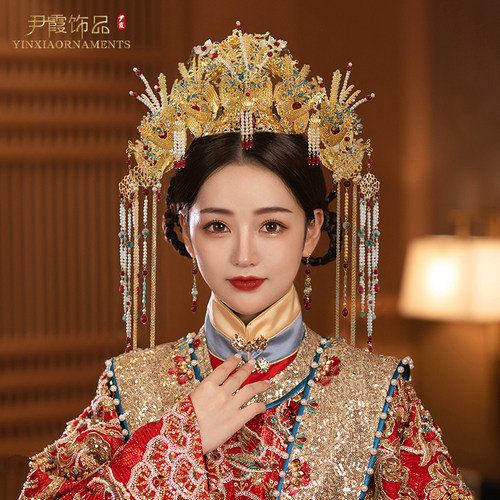 尹霞高端中式新娘凤冠婚礼发冠