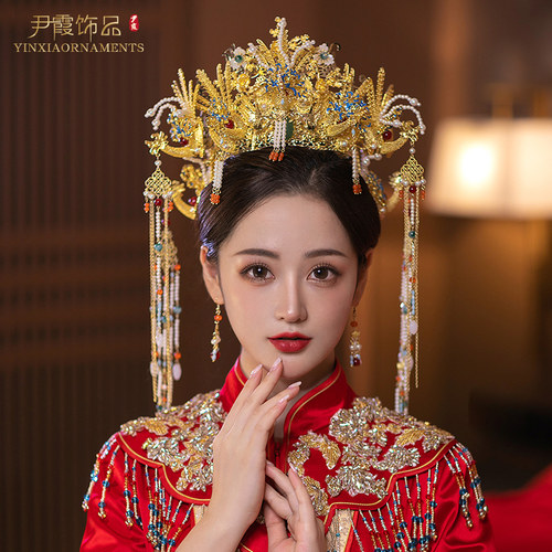 尹霞新款中式新娘秀禾凤冠