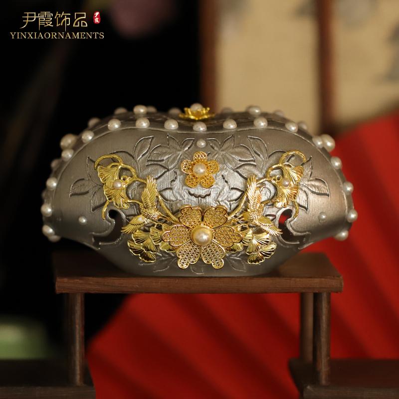 汉服发冠3D打印宋代如意镂空银冠金冠宋制周夫人仿文物二创古装