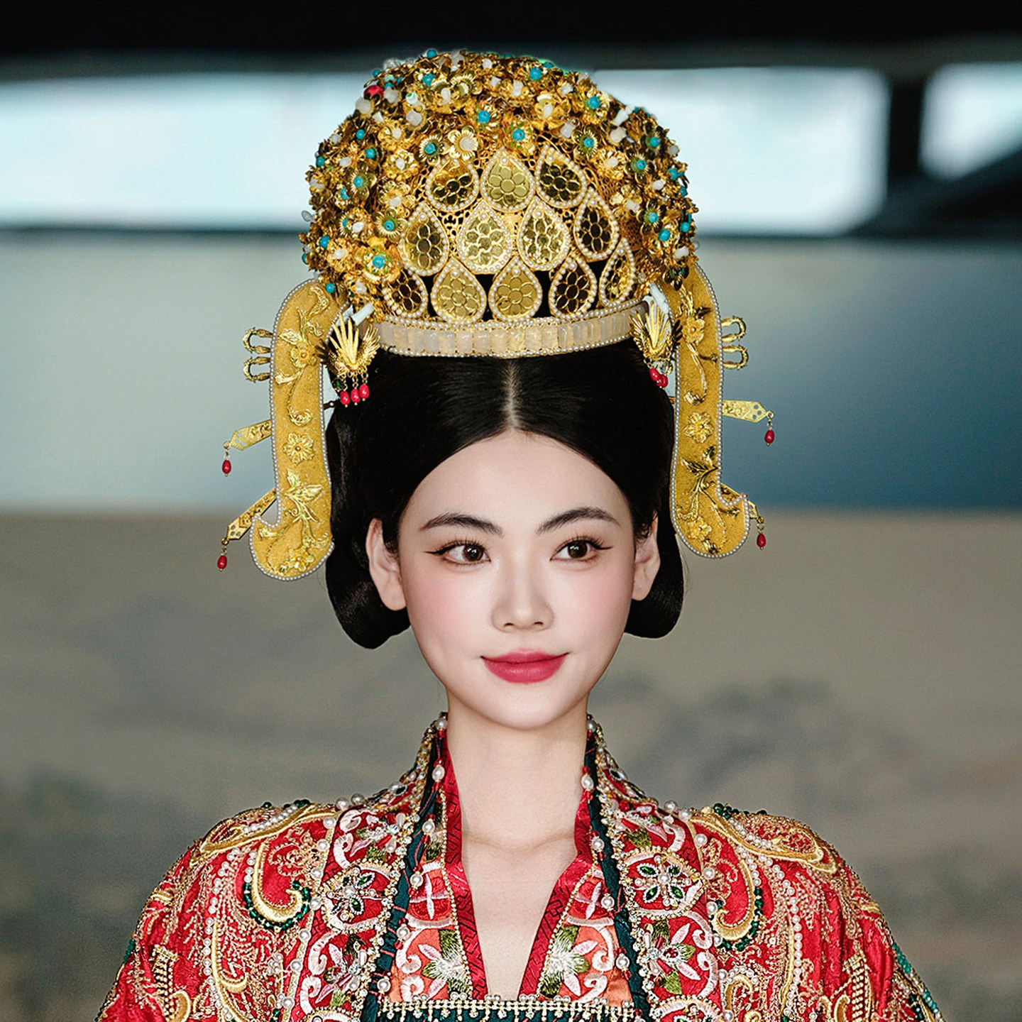 萧皇后花冠汉服婚服新娘凤冠头饰中式婚礼结婚发饰品发冠头冠奢华