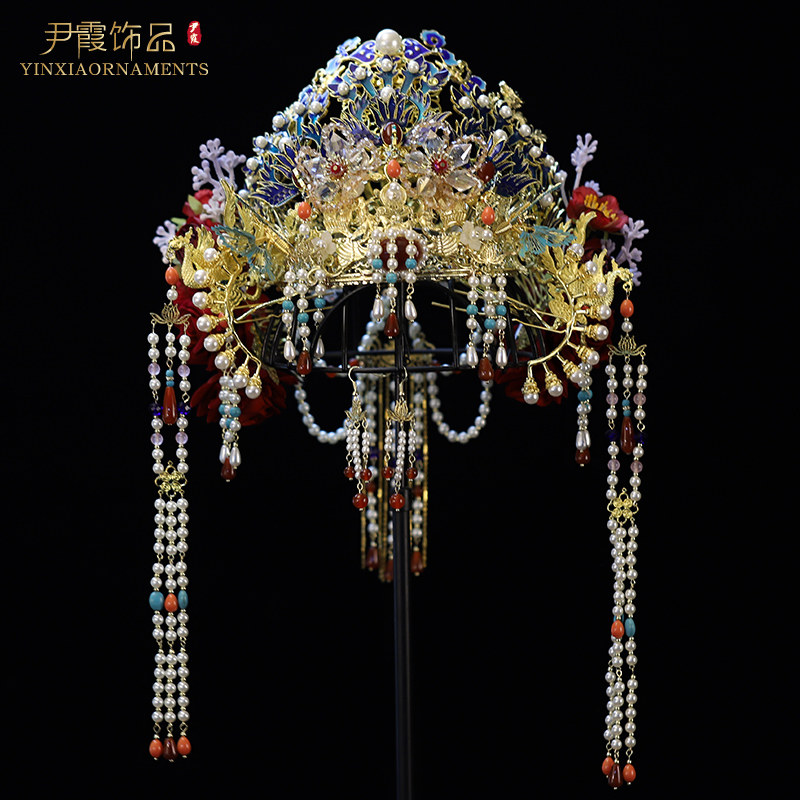 尹霞中式新娘秀禾服景泰蓝凤冠