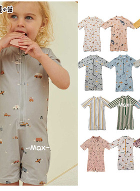 7折丹麦Liewood宝宝儿童短袖连体平角三角连体泳衣泳裤防晒短裤