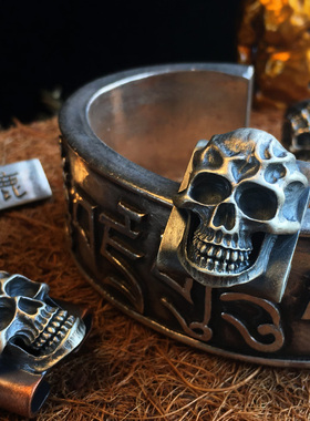 【山鹿 / 4号骷髅】表扣 带扣 钢火风格steelflame 925银 个性EDC