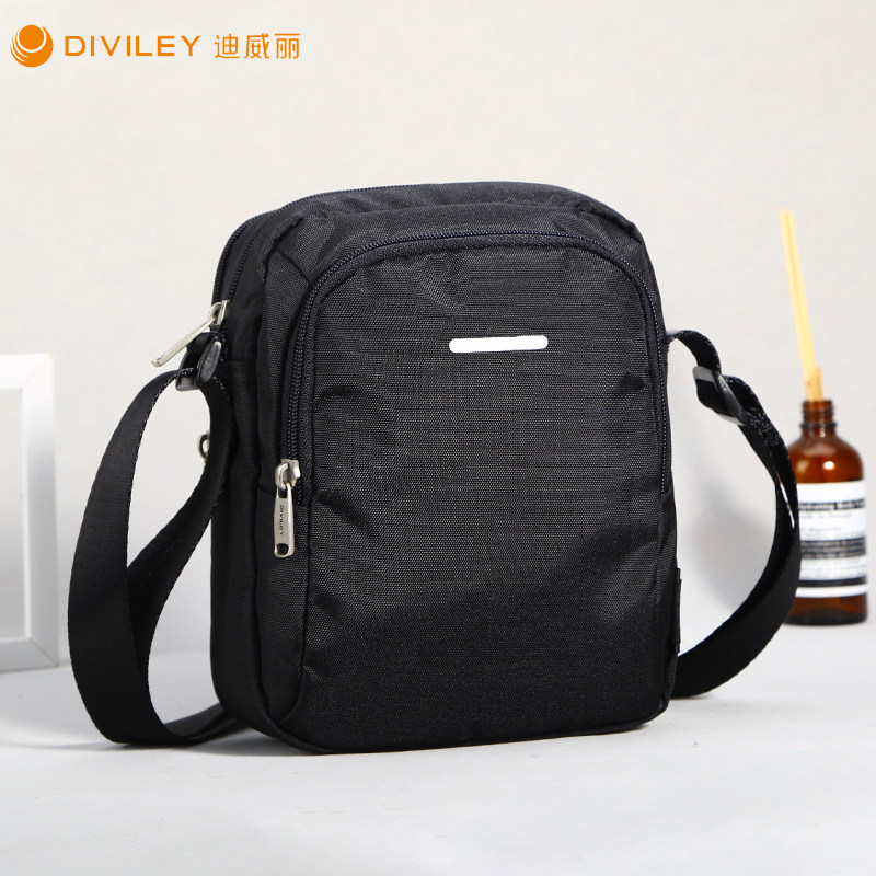 威豹迪威丽男士斜挎包单肩包运动小包防水牛津布休闲帆布挎包背包