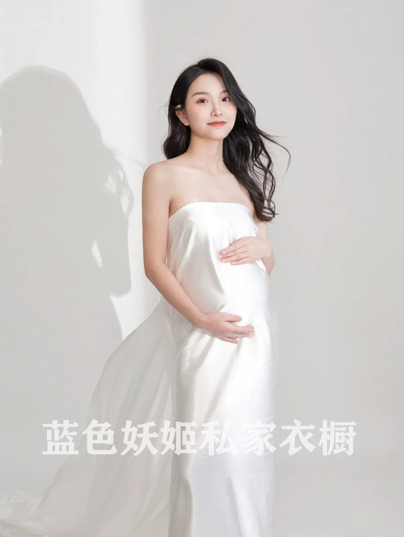 임산부 사진 촬영 의류 섹시한 흰색 새틴 플로팅 거즈 임신 어머니 사진 스튜디오 사진 예술 사진 거즈 스커트 사용자 정의
