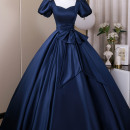 轻奢小众高级感缎面生日宴会晚礼服声乐艺考主持人蓬蓬裙演出服女