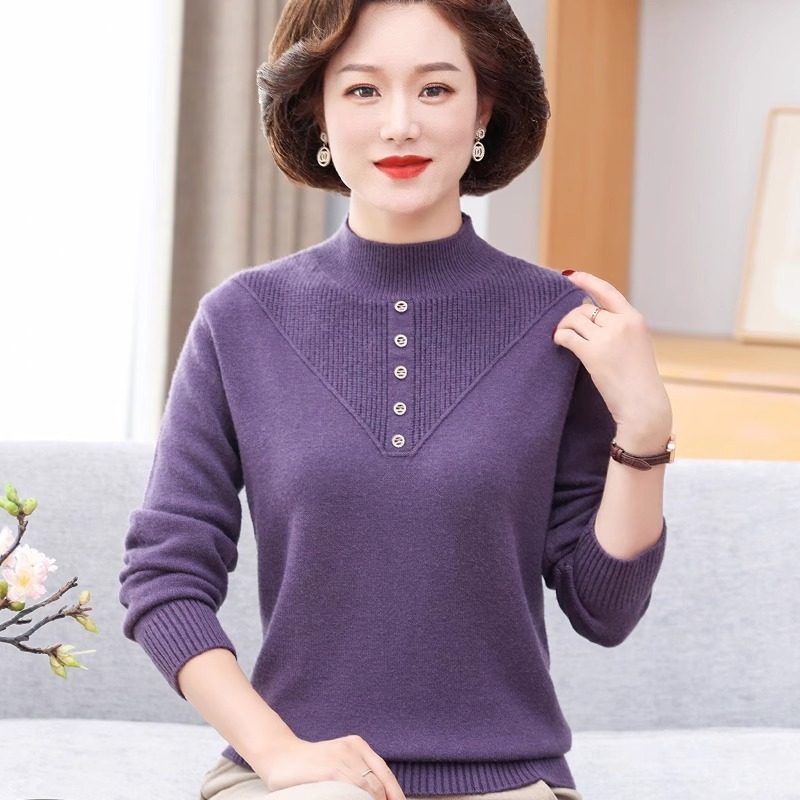 妈妈装秋冬半高领毛衣女2025新款加厚内搭中老年人上衣洋气打底衫,女装/女士精品,中老年女装,淘宝优惠券,粉丝福利购,淘宝优惠卷