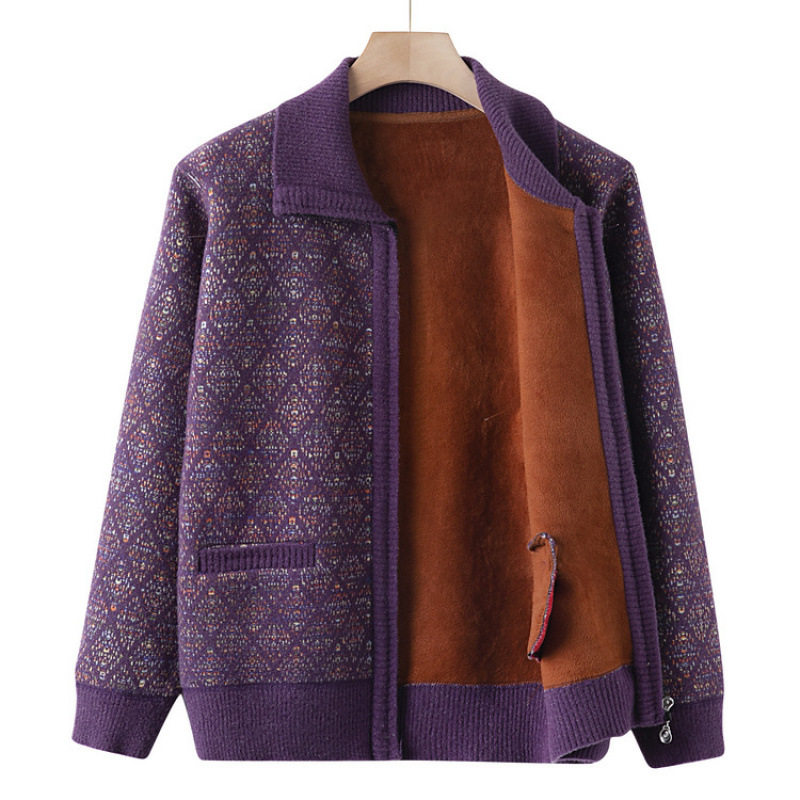 洋气妈妈装新款毛衣外套中老年针织衫奶奶秋冬装加绒加厚开衫上衣,女装/女士精品,中老年女装,淘宝优惠券,粉丝福利购,淘宝优惠卷