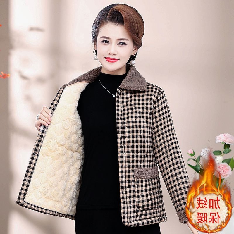 中老年女装冬装加绒加厚翻领外套妈妈秋冬洋气棉衣短款碎花棉袄,女装/女士精品,棉衣/棉服,淘宝优惠券,粉丝福利购,淘宝优惠卷