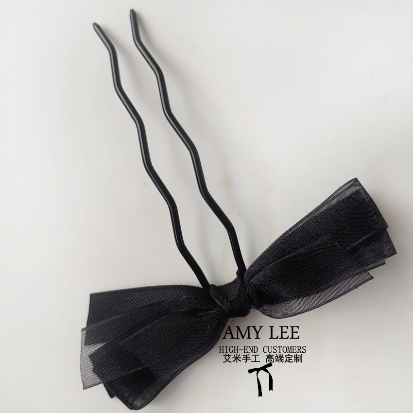 法式盘发发饰10厘米黑色加粗u型夹盘发一字夹插针发夹丸子头固定