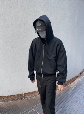 Addressunknown早春慵懒廓形空气棉蓬松休闲连帽拉链短款卫衣帽衫