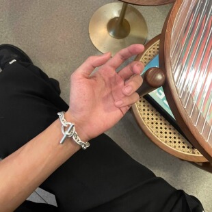 Addressunknown轻奢镀银OT扣猪鼻子大号手链男女同款链条银色手串