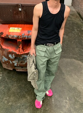 Addressunknown高街美式复古廓形多口袋流行休闲阔腿百搭工装裤