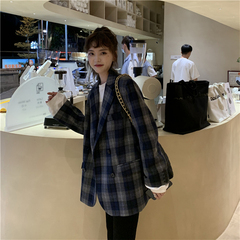 Real shot real price ~ ins minority woolen suit with thick Plaid autumn and winter coat