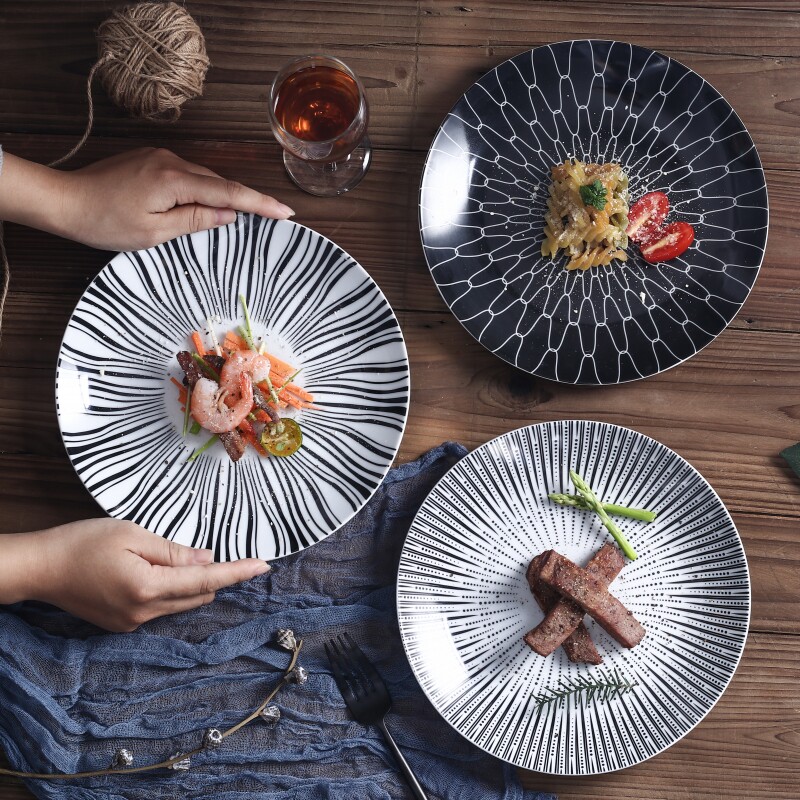 欧式陶瓷摆盘创意花纹图案装饰挂墙摆件家用圆盘意面牛排盘沙拉碟