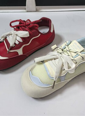 2026新款复古红色德训休闲芭蕾阿甘鞋女百搭网面透气时尚板鞋2313