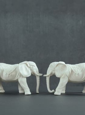 新中式陶瓷大象摆件一对德化白瓷家居办公室招财风水高档工艺品象
