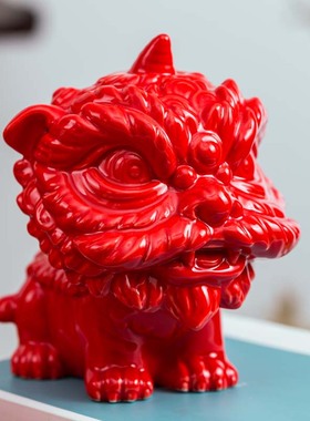 陶瓷醒狮玄关客厅摆件