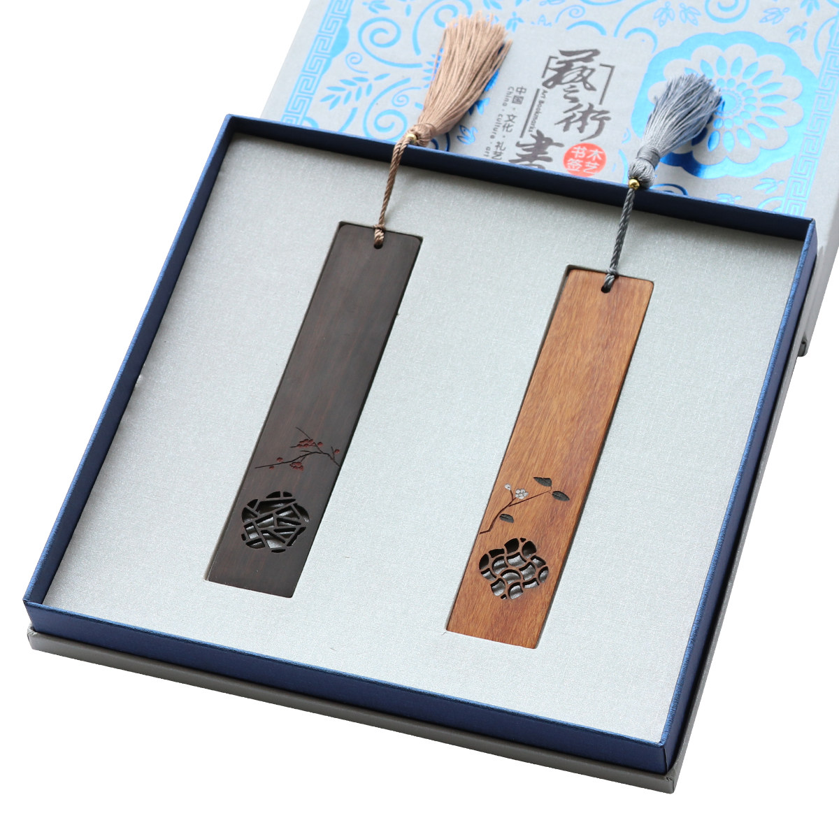 上尚复古黑檀木书签中国风古典流苏 红木质镂空古风礼物定制刻字