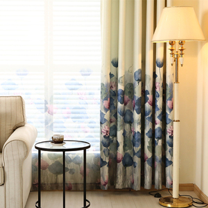 棉麻窗帘现代中式客厅卧室落地窗遮光布料中国风古典飘窗窗帘窗纱