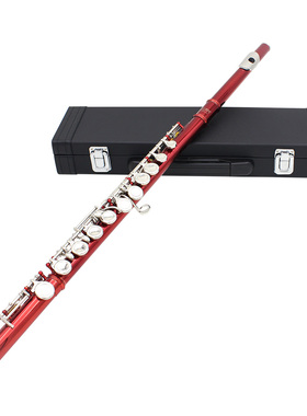 优质SLADE雷德16孔长笛C调白铜管体红色加E键法式按键意大利垫片
