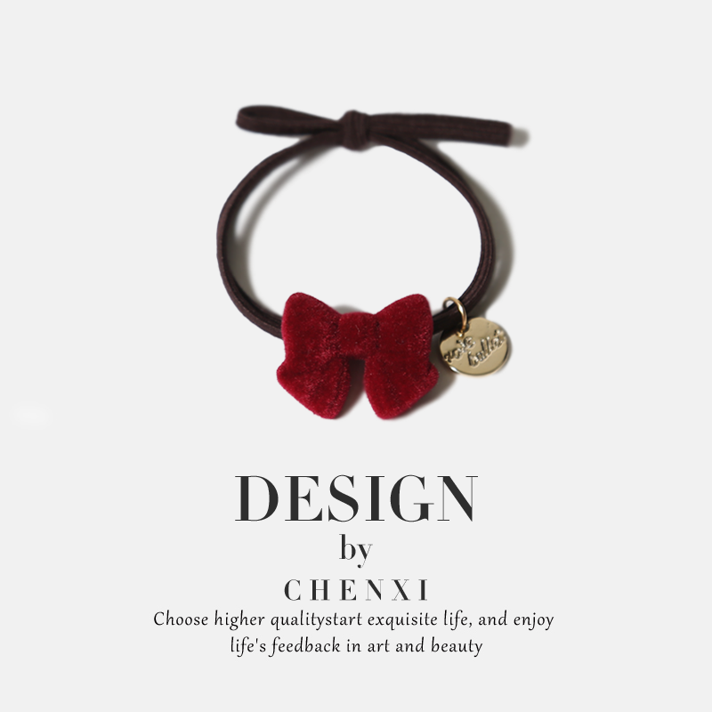 ins甜美风植绒高弹力蝴蝶结发圈