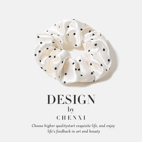 法式波点缎面大肠发圈气质女