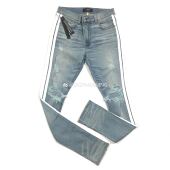 剪裁牛仔裤 大破坏做旧蓝色侧边白条纹立体修身 国内现货 AMIRI