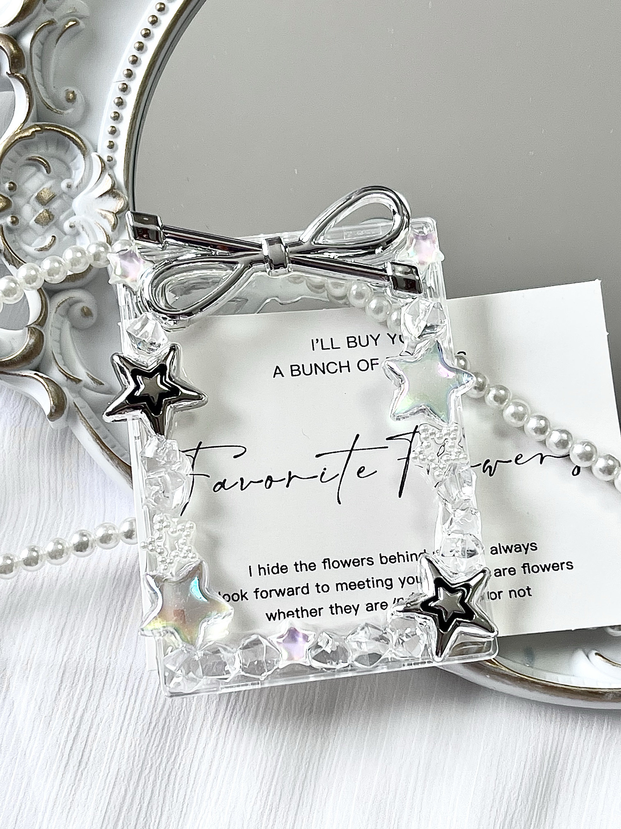 thumbnail for SNOW finished product drip glue card brick metal star Pony Pony two-dimensional kpop bow photo frame hard card sleeve