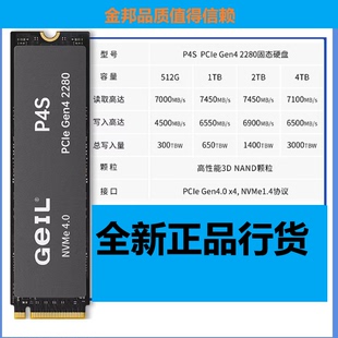 金邦P4S固态硬盘 512GB TLC颗粒2t 1tb 4.0台式机M2笔记本ssd