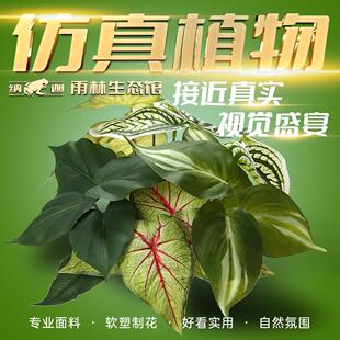 仿真自然假绿植带根雨林缸爬宠箱景观装饰橱窗植物带底座真实造景