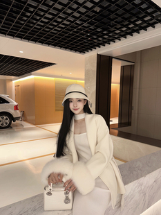 双面羊绒大衣斗篷小个子毛呢外套 高级感白月光披肩毛领袖 LOCK