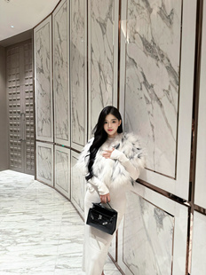 LOCK KK 绝美山猫花纹 高品质 奶欲 短款狐狸毛皮草外套 中袖 超