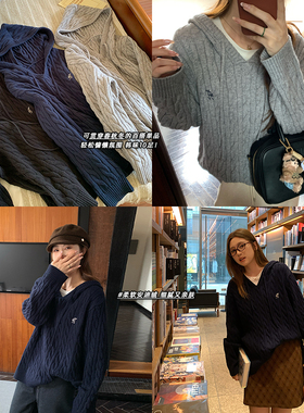 NAZ那子大码冬季新款半开胸连帽麻花针织衫胖mm慵懒风洋气上衣女