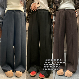 休闲长裤 NAZ那子大码 胖妹妹时尚 蚕丝羊毛立体分割运动弯刀裤 冬季