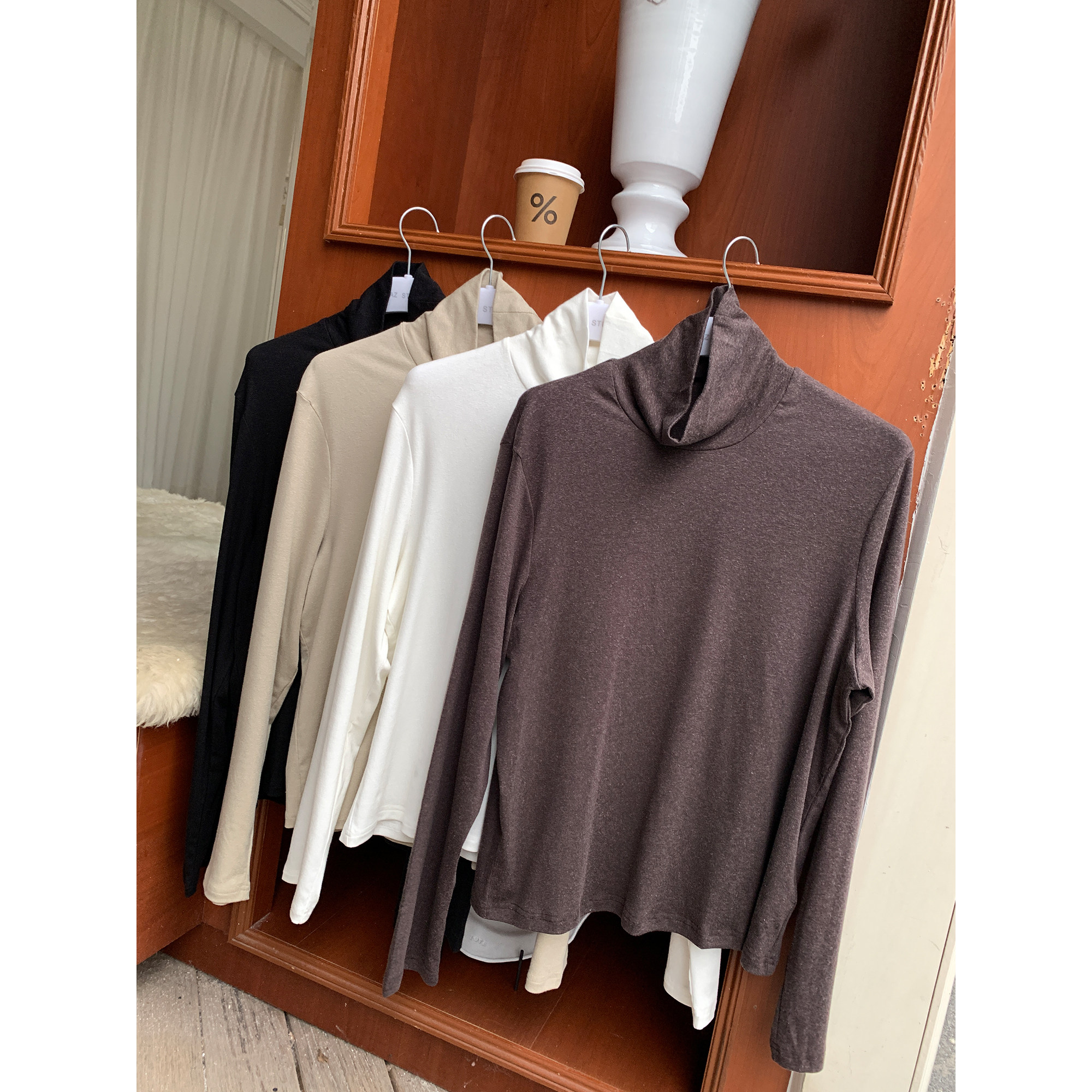 NAZ那子大码冬季百搭显瘦臻麻雪花罗纹高领打底衫胖mm纯色针织衫