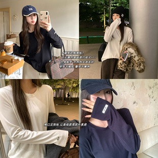 标多色圆领百搭上衣胖mm长袖 慕斯奶糕袖 休闲T恤 冬季 NAZ那子大码