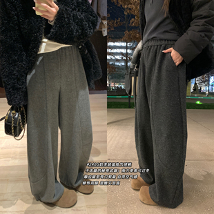 抗冻特殊绒显瘦弯刀阔腿裤 240g奶芙绒弧线气球裤