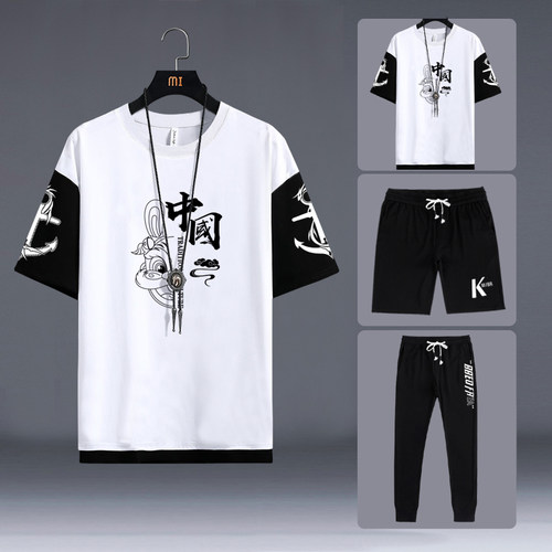 夏季男生短袖T恤长裤两件套