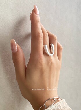 街头时尚戒指U型磨砂日韩女