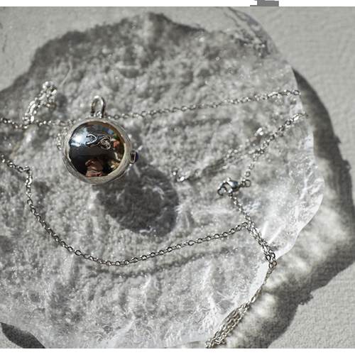 韩国ins车静媛同款SSIL银球星球项链可打开简约老钱风毛衣链项链