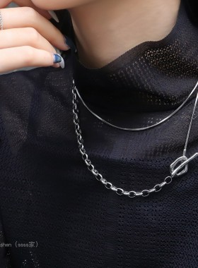 日系ins风金属项链链条设计小众高级感锁骨链配饰OT扣长款项链女